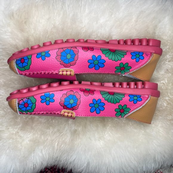 Pink Leather Floral Shoe - Picture 2 of 5